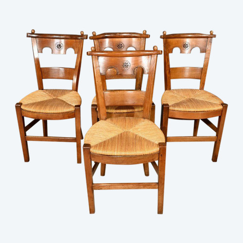 Suite von 4 Stühlen aus Kirschbaumholz, Epoche Directoire - Anfang XIX.