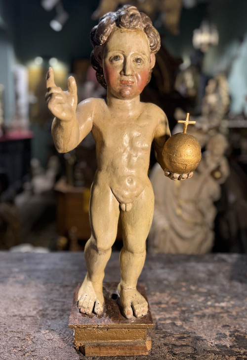 Salvator Mundi - Statua in legno - XVIIe