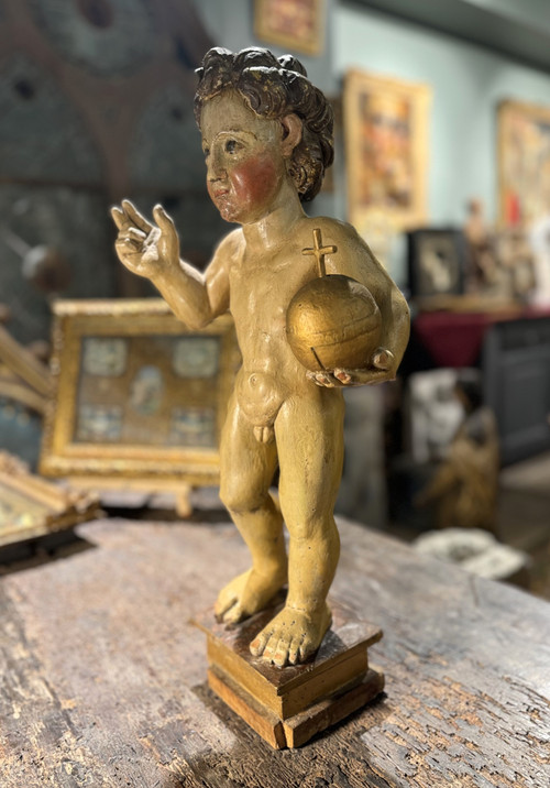 Salvator Mundi - Statua in legno - XVIIe