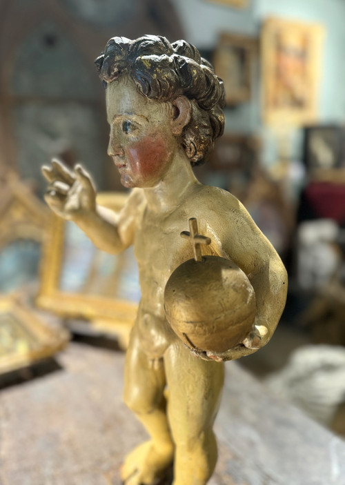 Salvator Mundi - Statua in legno - XVIIe