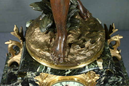 Regula and Marble clock, titled "Jardinier", signed A. Moreau - Late 19th century