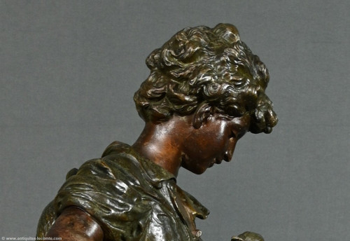 Regula and Marble clock, titled "Jardinier", signed A. Moreau - Late 19th century