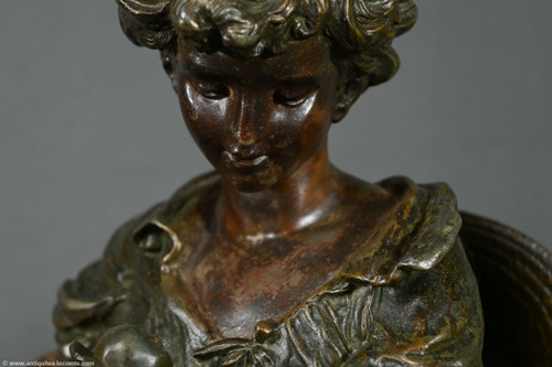 Regula and Marble clock, titled "Jardinier", signed A. Moreau - Late 19th century