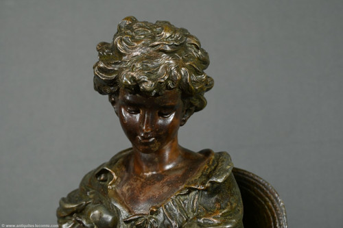 Regula and Marble clock, titled "Jardinier", signed A. Moreau - Late 19th century