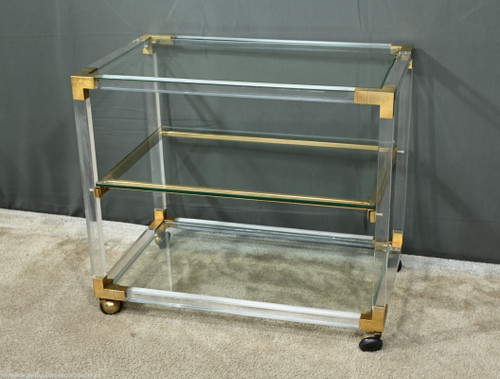 Rolling Service Table in Acrylic and Brass - 1960