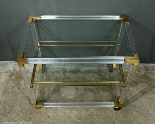 Rolling Service Table in Acrylic and Brass - 1960