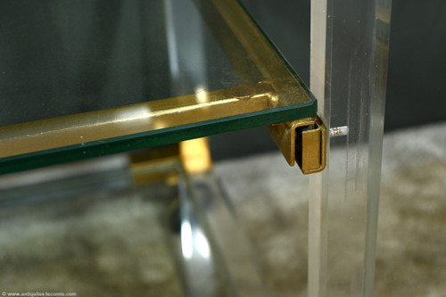 Rolling Service Table in Acrylic and Brass - 1960