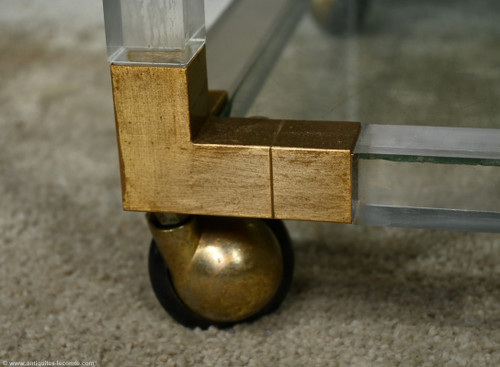 Rolling Service Table in Acrylic and Brass - 1960