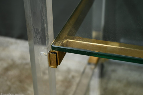 Rolling Service Table in Acrylic and Brass - 1960