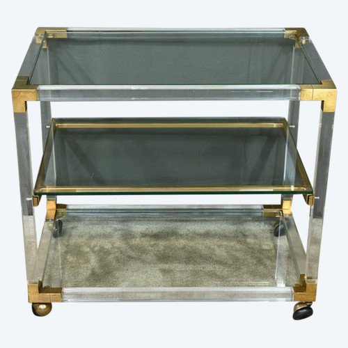 Rolling Service Table in Acrylic and Brass - 1960