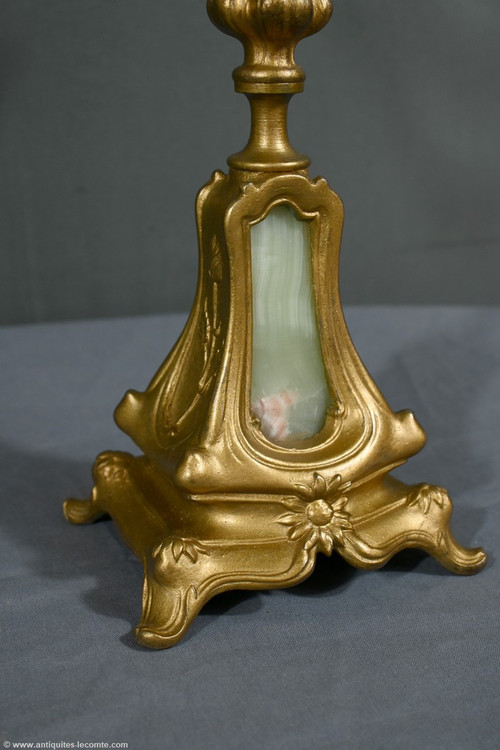 Paire de Candélabres en Régule Doré et Onyx – 1940