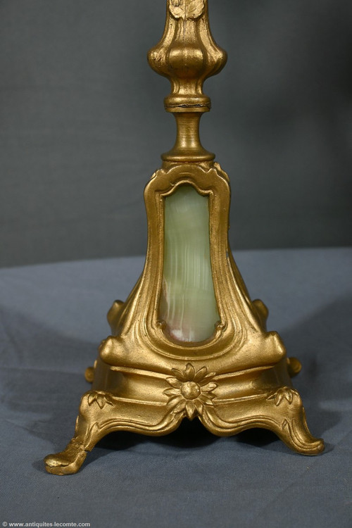 Paire de Candélabres en Régule Doré et Onyx – 1940