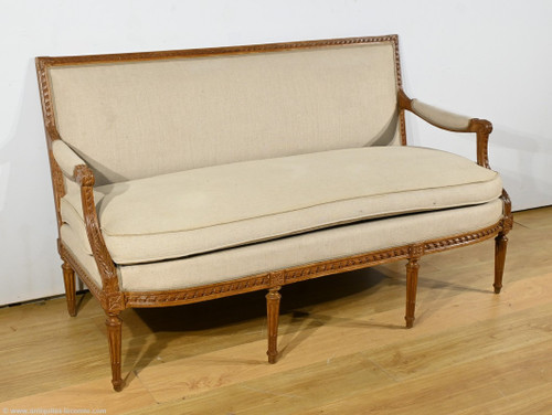 Stained Beech bench seat, Louis XVI style - Early 19th century