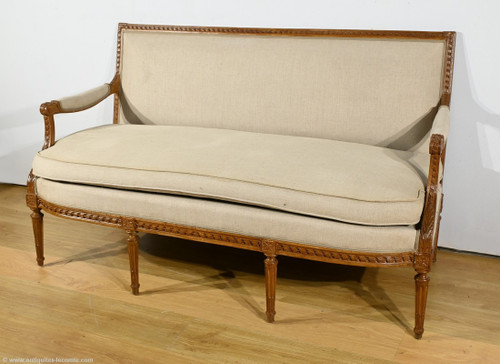 Stained Beech bench seat, Louis XVI style - Early 19th century