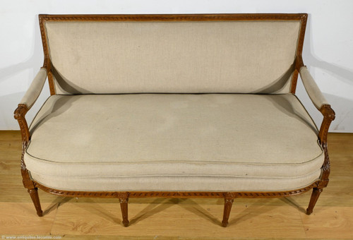 Stained Beech bench seat, Louis XVI style - Early 19th century
