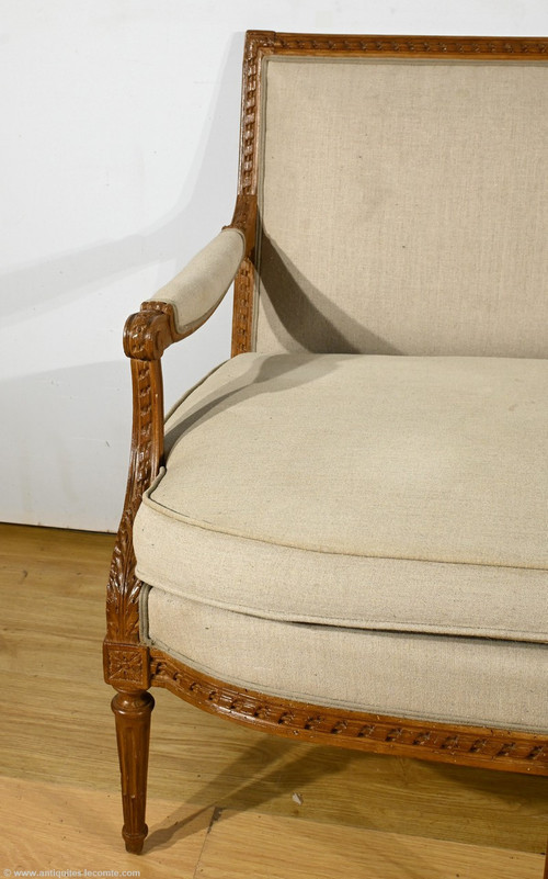 Stained Beech bench seat, Louis XVI style - Early 19th century
