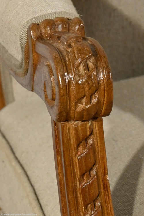 Stained Beech bench seat, Louis XVI style - Early 19th century