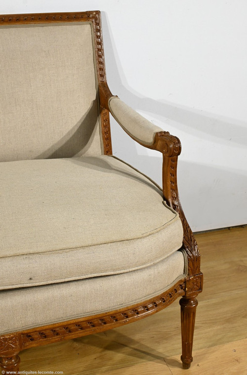 Stained Beech bench seat, Louis XVI style - Early 19th century