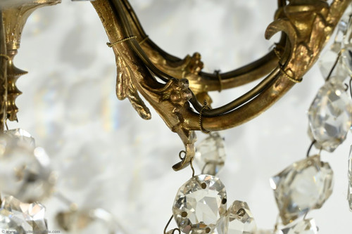 Appliques à Pampilles en Bronze et Cristal, style Louis XV – Fin XIXe