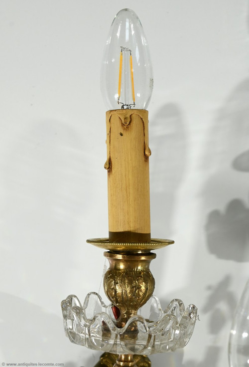 Appliques à Pampilles en Bronze et Cristal, style Louis XV – Fin XIXe