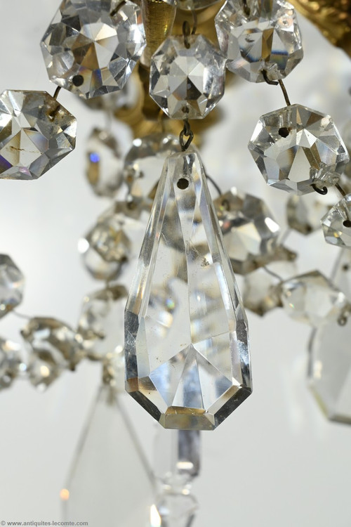 Appliques à Pampilles en Bronze et Cristal, style Louis XV – Fin XIXe