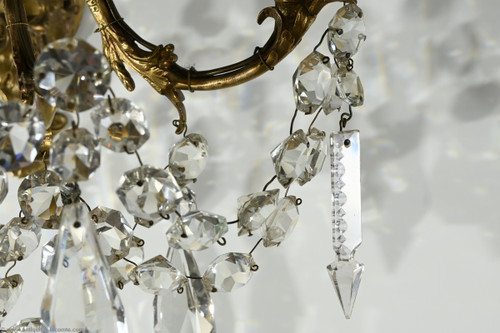 Appliques à Pampilles en Bronze et Cristal, style Louis XV – Fin XIXe