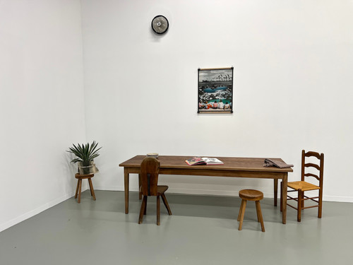 Farmhouse table with beech and solid ash spindle legs