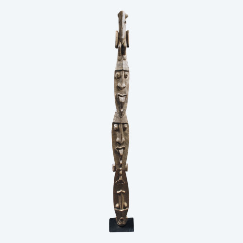 Totem rituel, poteau de case, art tribal, art océanien, sculpture, Papouasie Nouvelle Guinée