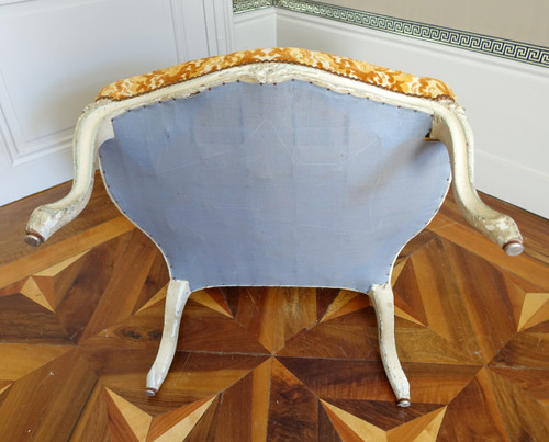Poltrona da regina d'epoca Luigi XV, velluto goffrato