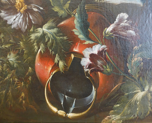 Holländische Schule des 17. Jahrhunderts, Papagei und Sittich, HST Mathias Whithoos zugeschrieben - 93,5cm x 109cm