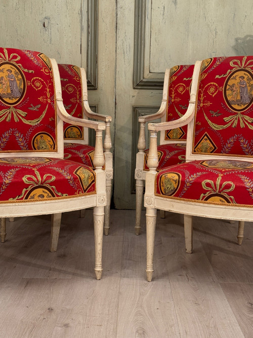 Georges JACOB, Mobilier De Salon En Bois Laqué d'Epoque Directoire Vers 1790