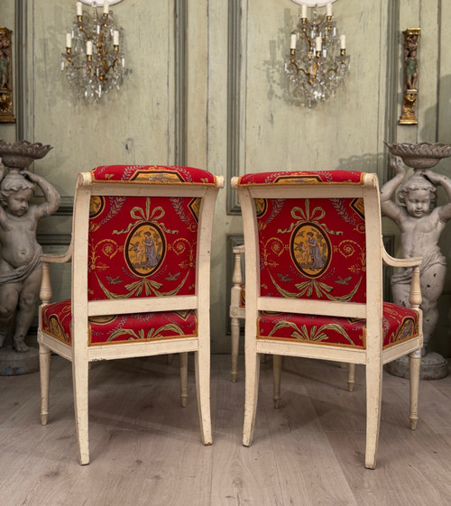 Georges JACOB, Mobilier De Salon En Bois Laqué d'Epoque Directoire Vers 1790