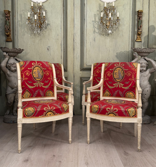 Georges JACOB, Mobilier De Salon En Bois Laqué d'Epoque Directoire Vers 1790