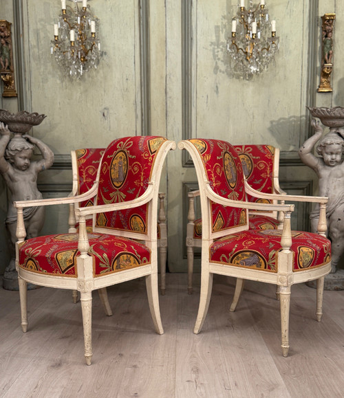 Georges JACOB, Mobilier De Salon En Bois Laqué d'Epoque Directoire Vers 1790
