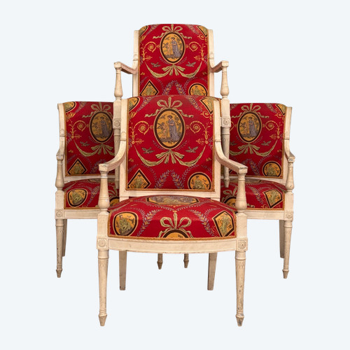 Georges JACOB, Mobilier De Salon En Bois Laqué d'Epoque Directoire Vers 1790