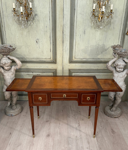 Leonard Boudin, Bureau Plat En Acajou d'Eoque Louis XVI Estampillé Vers 1780