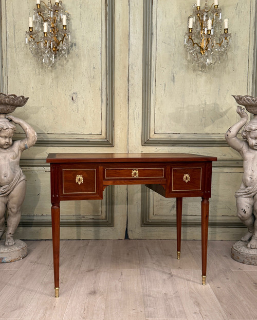 Leonard Boudin, Bureau Plat En Acajou d'Eoque Louis XVI Estampillé Vers 1780