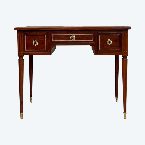 Leonard Boudin, Bureau Plat En Acajou d'Eoque Louis XVI Estampillé Vers 1780