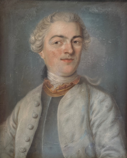 Ritratto di uomo Luigi XVI, pastello d'epoca, 1780 circa.