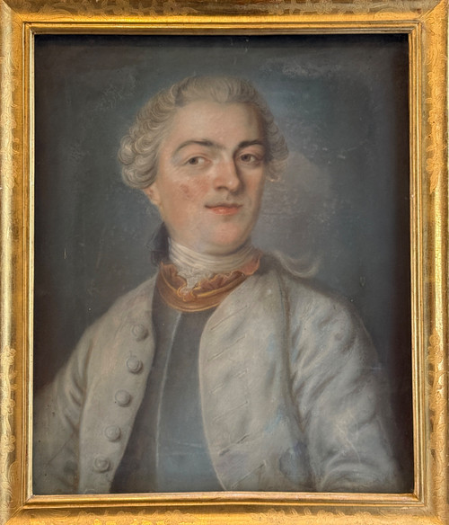 Ritratto di uomo Luigi XVI, pastello d'epoca, 1780 circa.