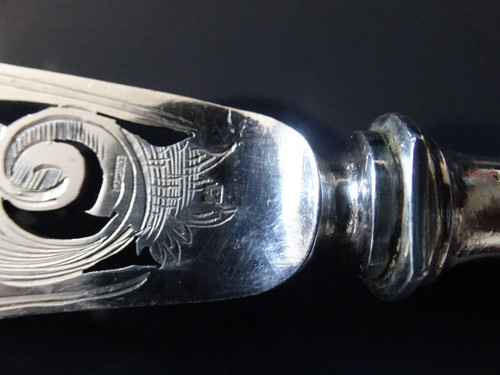 Service à poisson en argent fourré et métal argenté. 1900