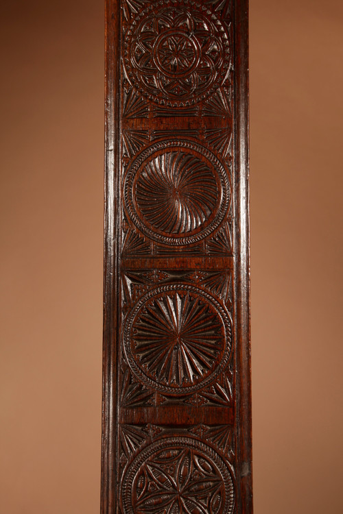 A very finely carved Dutch oak mangle board. Circa 1800.