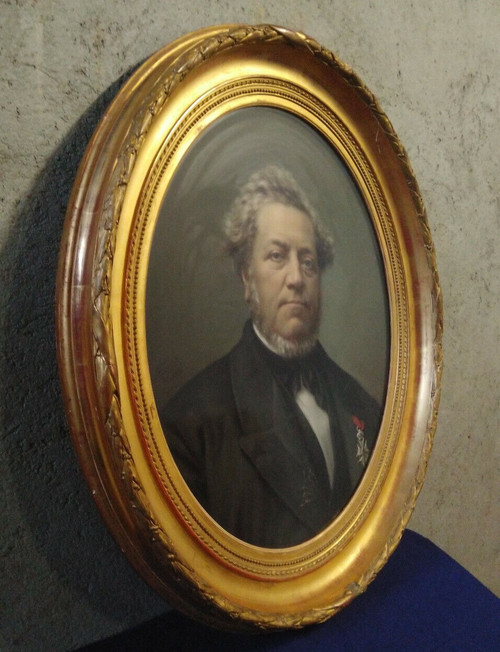 Jean-François BATUT (1828-1907) Tableau Pastel ovale 1868