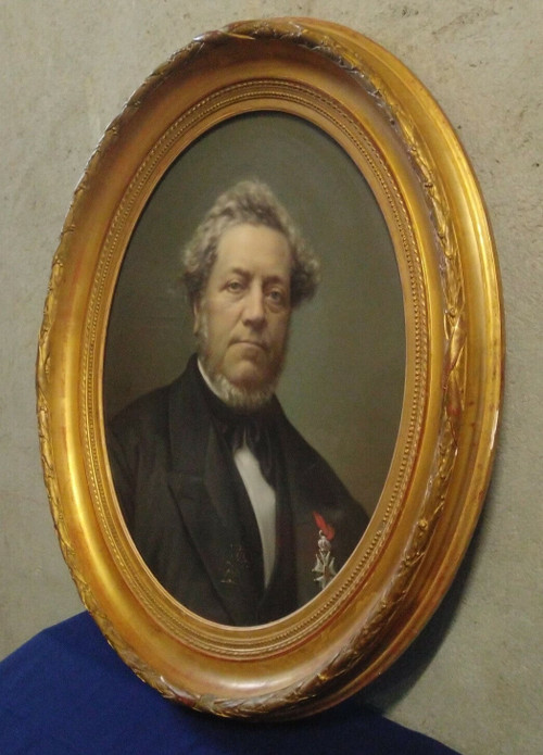 Jean-François BATUT (1828-1907) Tableau Pastel ovale 1868