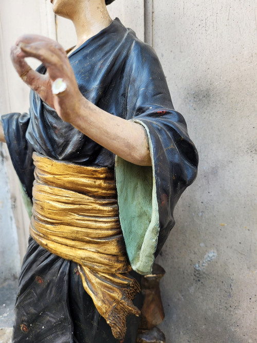 Att à Goldscheider, giapponese, scultura in terracotta dipinta, XIX secolo