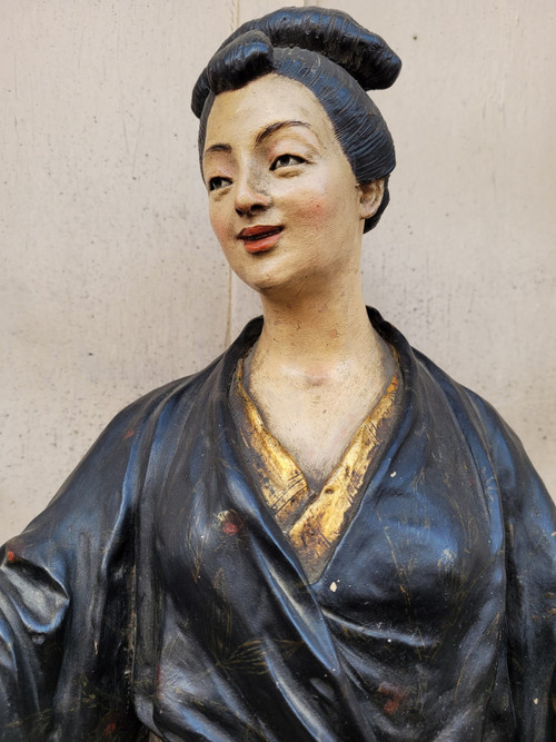 Att à Goldscheider, giapponese, scultura in terracotta dipinta, XIX secolo