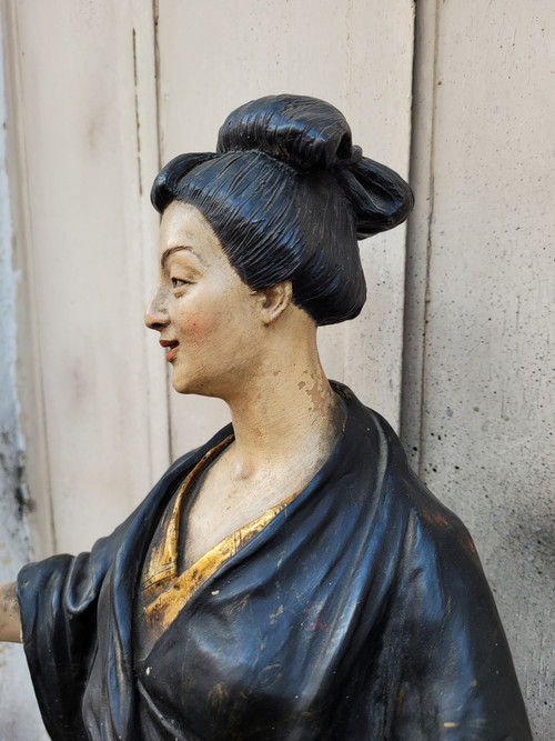 Att à Goldscheider, giapponese, scultura in terracotta dipinta, XIX secolo