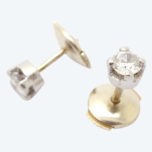 Diamant-Ohrstecker aus Platin und 18k Weißgold, Diamantchips im Brillantschliff