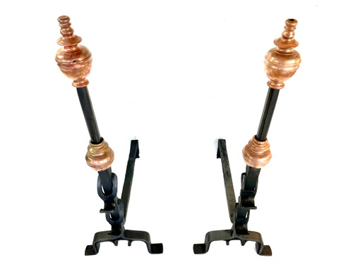 Pair of Grands Landiers de Château en Bourgogne, 18ᵉ Siècle - Monogrammed andirons