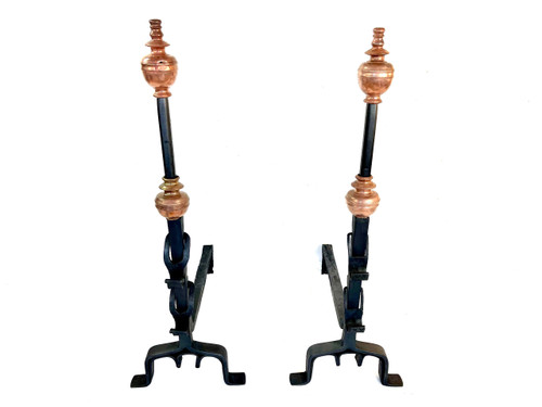 Pair of Grands Landiers de Château en Bourgogne, 18ᵉ Siècle - Monogrammed andirons